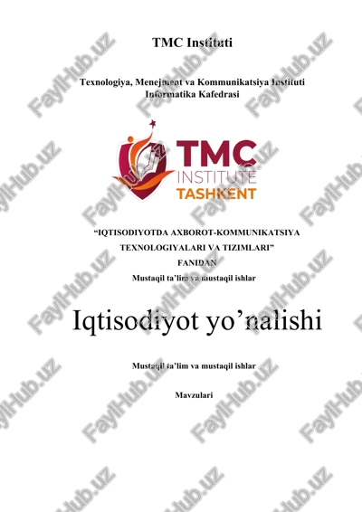 iqtisodiyotda axborot-kommunikatsiya texnologiyalari va tizimlari — DOC