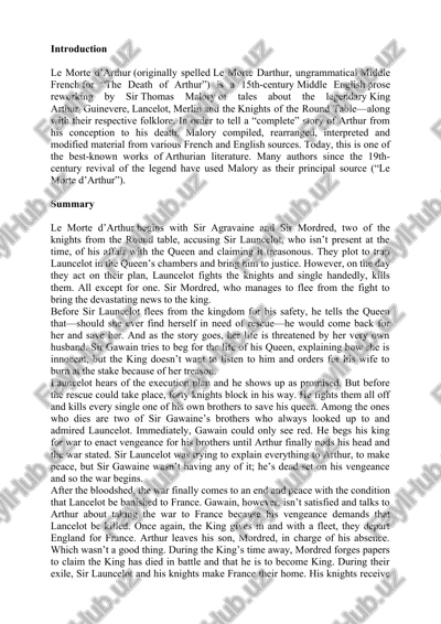 le morte d’arthur — DOCX