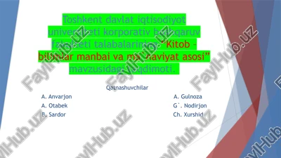 kitob–bilimlar manbai va ma`naviy atasos — PPTX