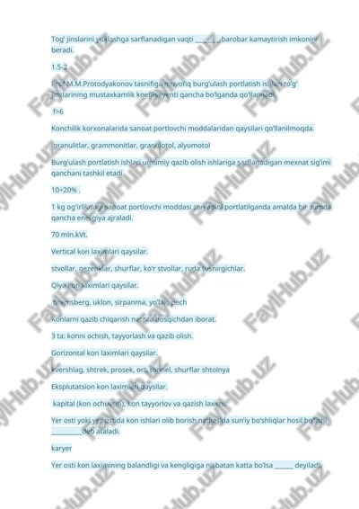 burg’ulash portlatish ishlari — DOCX