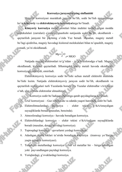 korroziya jarayonlarining sinflanishi — DOCX