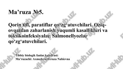 qorin tifi, paratiflar qo‘zg‘atuvchilari — PPTX