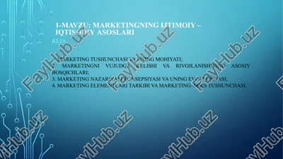 marketingning ijtimoiy – iqtisodiyasoslari — PPTX