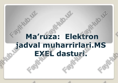 ms excel elektron jadvalmuharrirlari — PPTX