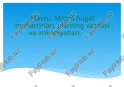 word muharriridagi bir qancha tushunchalar — PPTX