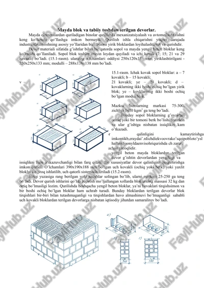 mayda blok va tabiiy toshdan terilgan devorlar — DOCX