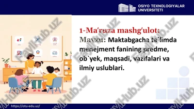 maktabgacha ta`limda menejment — PPTX