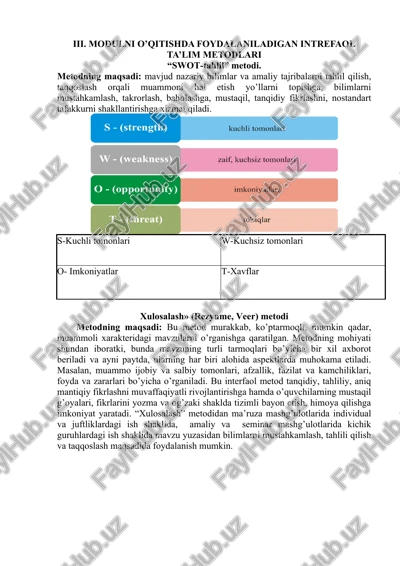 swot-tahlil metodi — DOCX