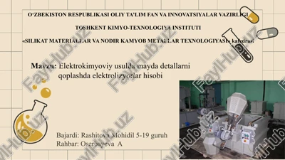 elektrokimyoviy usulda maydadetallarni qoplash — PPTX