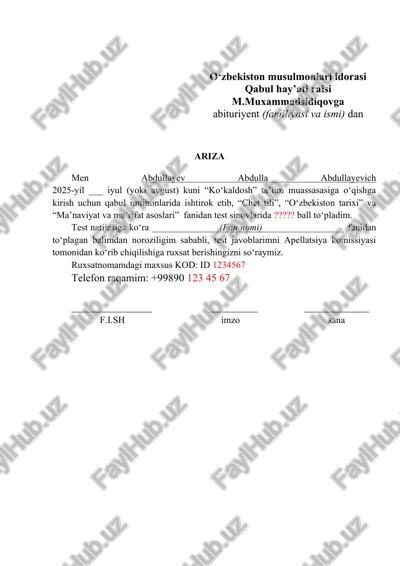 test sinovlari — DOC