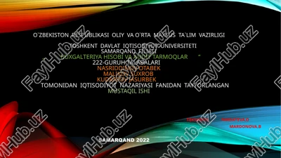 moliya tizimi va moliyaviy siyosat — PPTX