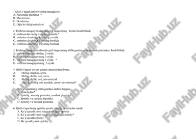 qizil o`ngach epiteliysining taraqqiyoti — DOCX
