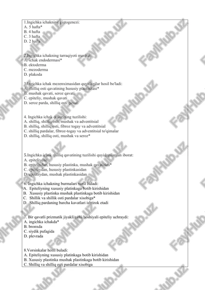 ingichka ichakning gistogenezi — DOCX