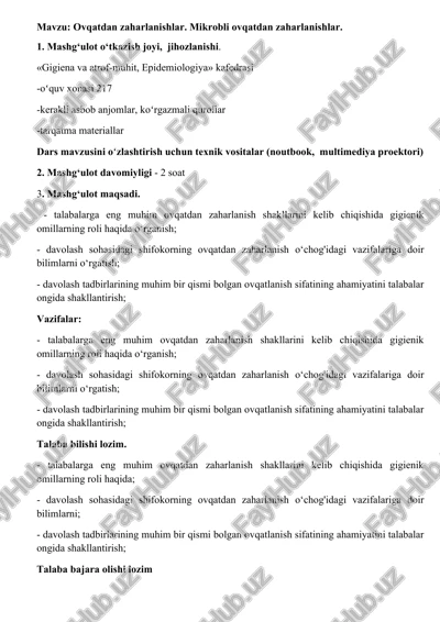 ovqatdan zaharlanishlar — DOCX