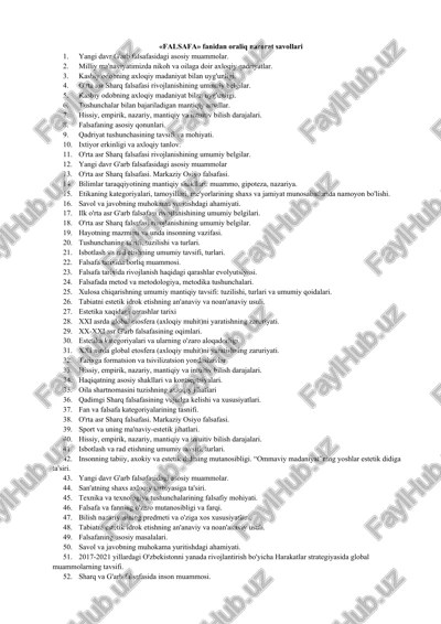 falsafa fanidan oraliq nazorat savollari — DOCX