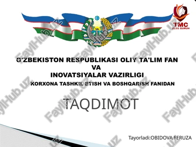 korxonaning bosh rejasi — PPTX