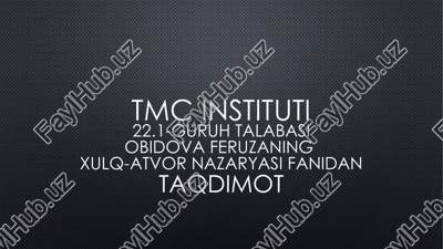 xulq-atvor iqtisodiyoti — PPTX