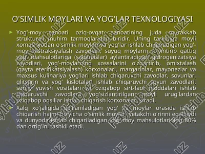o'simlik moylariva yog'lar texnologiyasi — PPT