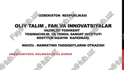 marketing tadqiqotlarini otkazish — PPT