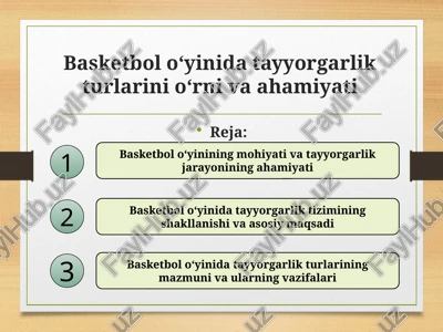 basketbol o‘yinida tayyorgarlik turlarini o‘rni va ahamiyati — PPTX