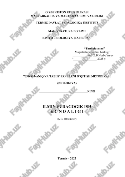 ilmiy-pedagogik ish kundaligi — DOCX