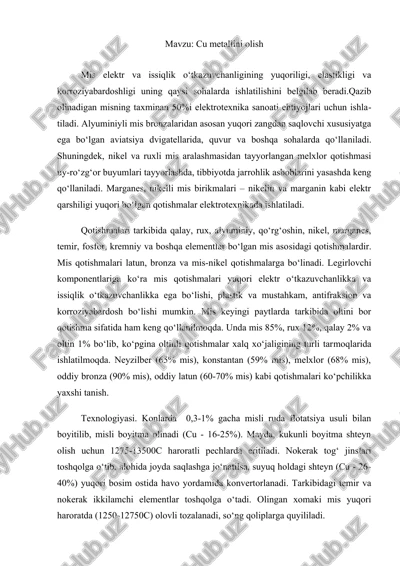 cu metallini olish — DOCX