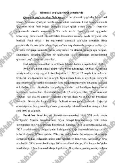 qimmatli qog’ozlar birja bozorlarida — DOCX
