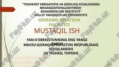 "o'zbekistonning eng yangi tarixi" — PPTX