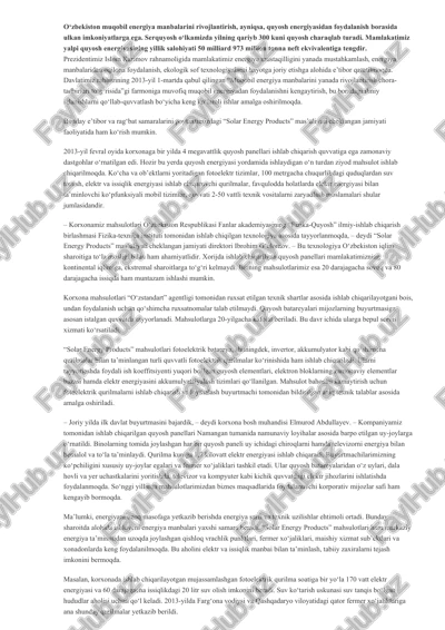 quyosh energiyasidan foydalanish — DOC