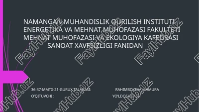 xavfli islab chiqarish obyektlaridagi avariya — PPTX