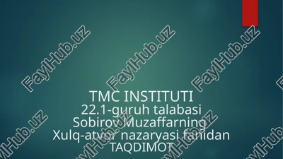 xulq-atvor iqtisodiyoti — PPTX
