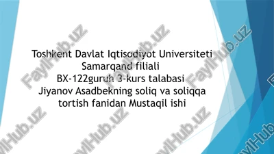 janubiy koreya soliq tizimi — PPTX