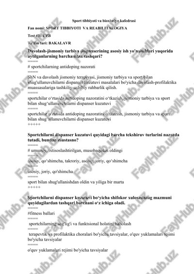 sport tibbiyoti va reabilitalogiya — DOCX