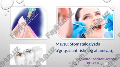 stomatologiyada o'g'riqsizlantirishning ahamiyati — PPTX