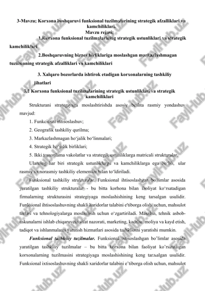 korxona boshqaruvi funksional tuzilmasi — DOCX