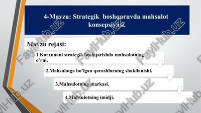 strategik boshqaruvda mahsulot konsepsiyasi — PPTX