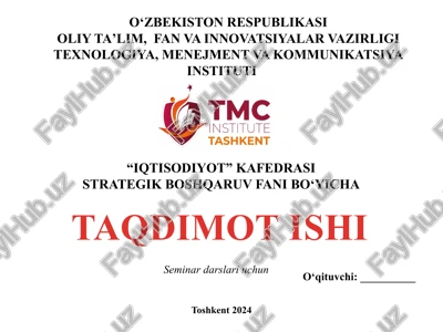 strategik boshqaruv fani bo‘yicha — PPTX