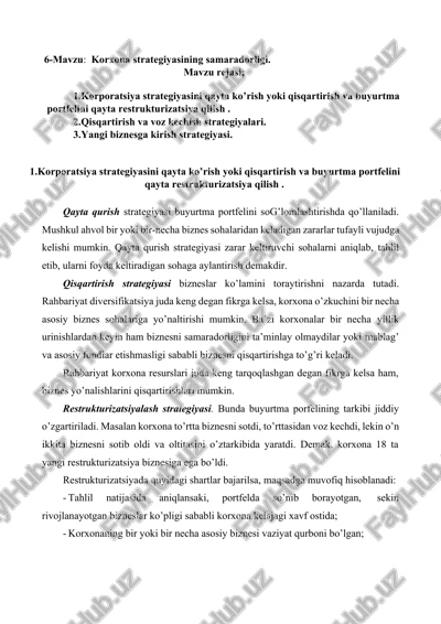 korxona strategiyasining samaradorligi — DOCX
