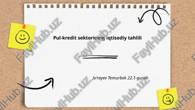 pul-kredit sektorining iqtisodiy tahlili — PPTX