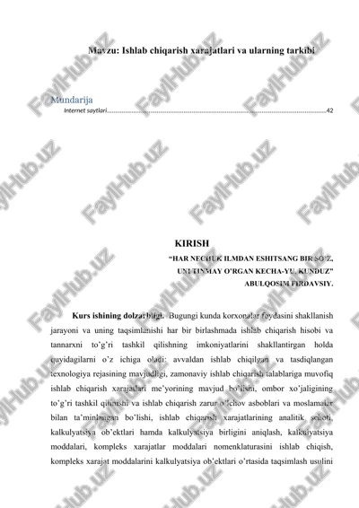 ishlab chiqarish xarajatlari va ularning tarkibi — DOCX