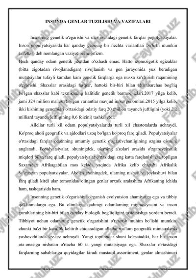genlar tuzilishi va vazifalari — DOCX