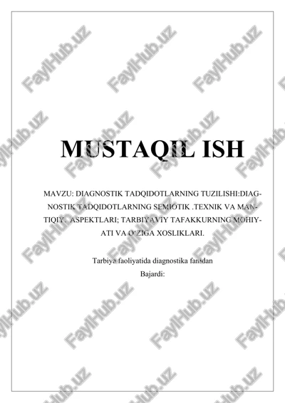 diagnostik tadqidotlarning tuzilishi — DOCX