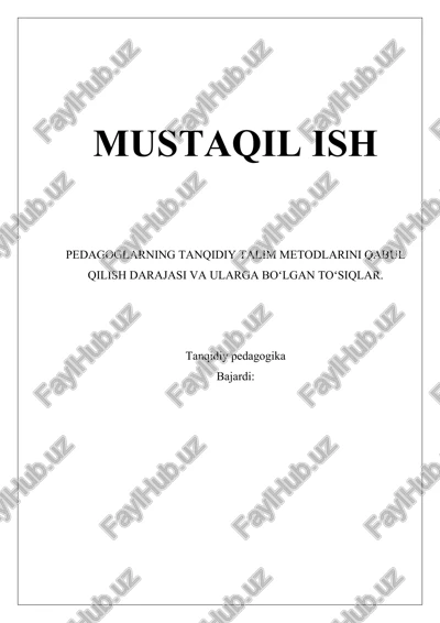 tanqidiy pedagogika — DOCX