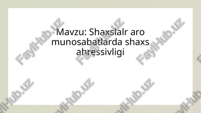 shaxslar oromonu sabatlari — PPTX