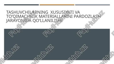 tashuvchilarning kimyoviy xususiyatlari va ularning kimyoviy xarakteristikasi — PPTX