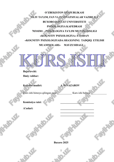 kognitiv psixologiyada shaxsning tadqiq etilish muammolari — DOCX