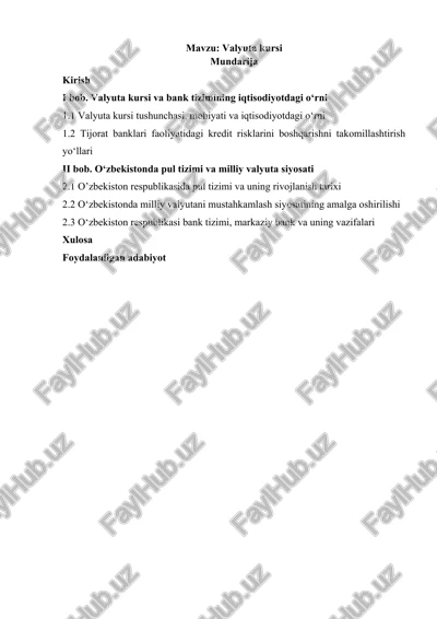 valyuta kursi — DOCX