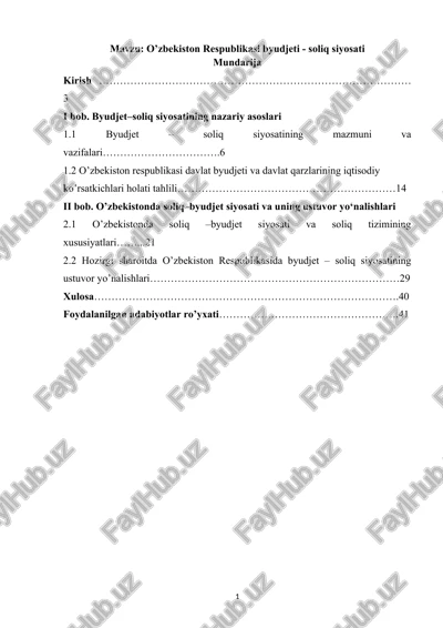 o’zbekiston respublikasi byudjeti - soliq siyosati — DOCX