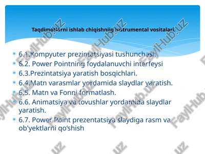 taqdimotlarni ishlab chiqishning instrumental vositalari — PPTX