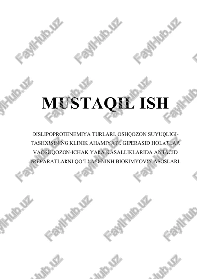 dislipoproteinemiya turlari va ularning tahlili — DOCX